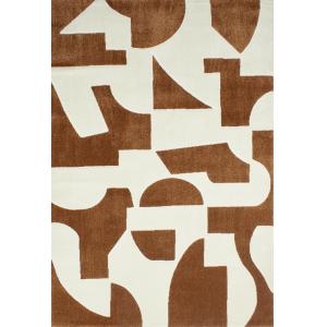 Tapis géométrique à poils ras - marron - 200x290 cm
