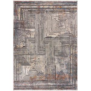 Tapis géométrique avec relief et franges, multicolore, 136x…