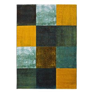 Tapis géométrique blau/jaune 200x290 cm