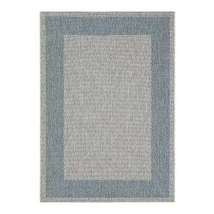 Tapis géométrique contemporaine en polypropylène bleu 120x1…