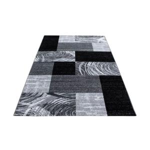 Tapis géométrique contemporaine en polypropylène noir 120x1…