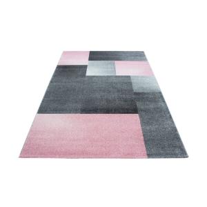 Tapis géométrique contemporaine en polypropylène rose 120x1…