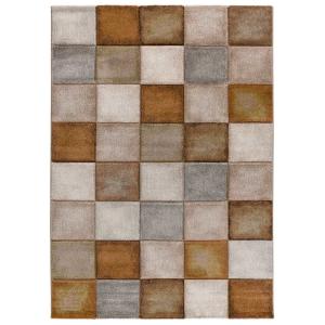 Tapis géométrique damier rouille, 120x170 cm
