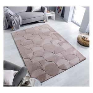 Tapis géométrique design en laine rose 200x290