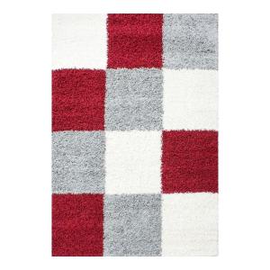 Tapis géométrique design en polypropylène rouge 120x170