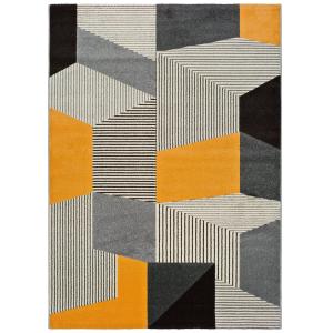 Tapis géométrique en gris et moutarde 80x150 cm