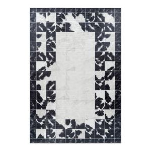 Tapis géométrique patchwork en polyester noir 120x170