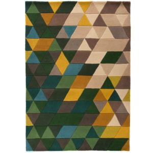 Tapis géométrique pure laine vert 80 x 150