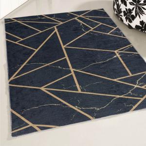 Tapis géométrique scandinave en polyester noir 80x150