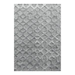 Tapis géométrique scandinave en polypropylène gris 60x110