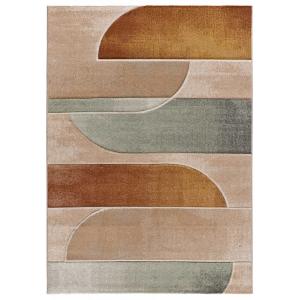 Tapis géométrique vert et rouille, 80x150 cm