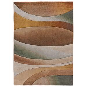 Tapis géométrique vert/rouille, 160x230 cm