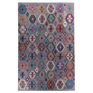 Tapis imprimé en motif kelim vintage - gris 140x200 cm