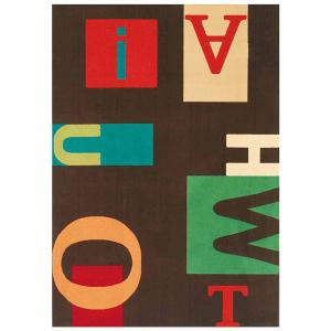 Tapis imprimé lettres alphabets chocolat 160x230