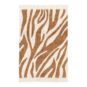 Tapis intérieur coton motif zébré brique à franges 160x230c…