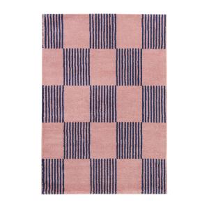 Tapis intérieur damier bleu et rose 160 x 230 cm