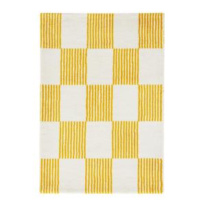 Tapis intérieur damier jaune et blanc 200 x 290 cm