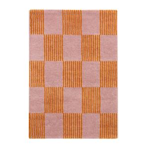 Tapis intérieur damier orange et rose 160 x 230 cm