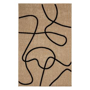 Tapis intérieur effet jute, motif graphique en relief noir,…