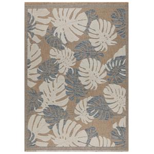 Tapis intérieur et extérieur aspect jute feuille bleu - 200…