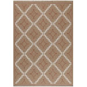 Tapis intérieur et extérieur aspect jute géométrique terra-…