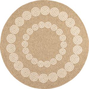 Tapis intérieur et extérieur effet jute géométrique blanc d…