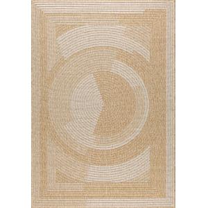 Tapis intérieur et extérieur effet jute motif abstrait blan…