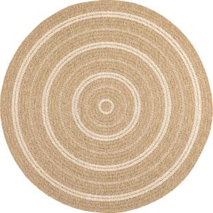 Tapis intérieur et extérieur effet jute motif rond blanc di…