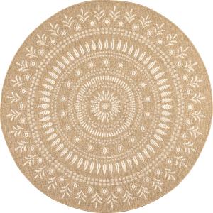 Tapis intérieur et extérieur effet jute oriental blanc diam…