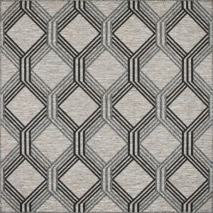 Tapis intérieur et extérieur motif géométrique gris carré 2…
