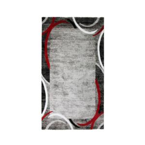 Tapis intérieur extérieur à encadré motifs abstraits rouge…