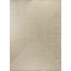 Tapis Intérieur/Extérieur à Motifs 3D en Relief Beige 160x2…