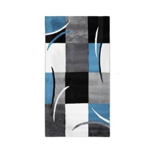 Tapis intérieur extérieur à motifs abstraits bleu 80x150