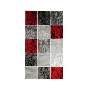 Tapis intérieur extérieur à motifs cubes rouge 80x150