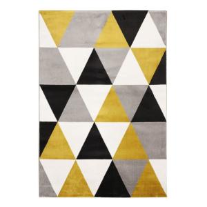 Tapis intérieur extérieur à motifs triangles jaune 150x220…