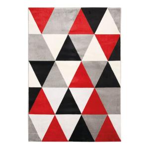 Tapis intérieur extérieur à motifs triangles rouge 150x220…