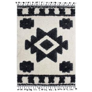 Tapis intérieur extérieur à reliefs triangles crème et gris…