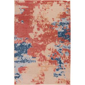 Tapis intérieur extérieur abstrait rouge et beige 190x290