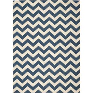 Tapis interieur / exterieur en bleu marine & beige, 201 x 2…