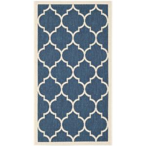 Tapis interieur / exterieur en bleu marine & beige, 79 x 15…