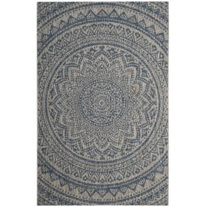 Tapis interieur & exterieur en gris clair & bleu, 160 x 231…