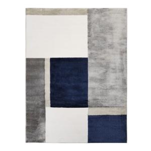 Tapis intérieur extérieur graphique contemporain gris bleu…