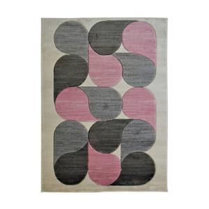 Tapis intérieur extérieur look seventies bubble gris rose 1…