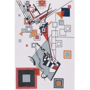 Tapis intérieur extérieur motif en relief cubique bleu 228x…