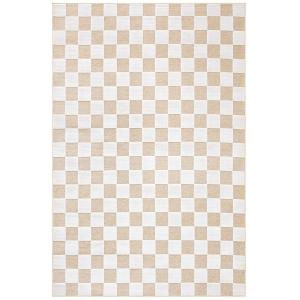 Tapis intérieur extérieur motif en relief damier beige 190x…