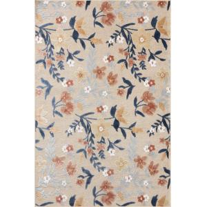 Tapis intérieur extérieur motif en relief fleurs beige 266x…