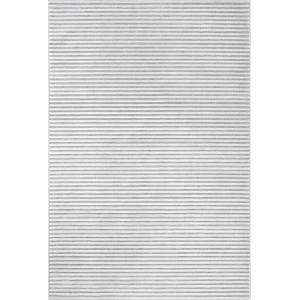 Tapis intérieur extérieur motif en relief rayures grises 22…