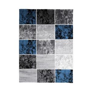 Tapis intérieur extérieur vintage à motifs cubes bleu 160x2…