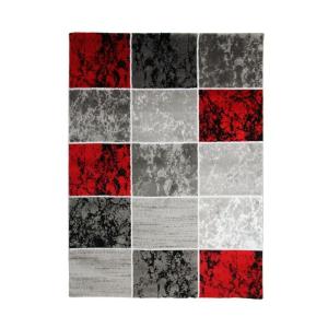 Tapis intérieur extérieur vintage à motifs cubes rouge 160x…