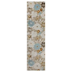 Tapis intérieur/extérieur vintage motif floral 80x230